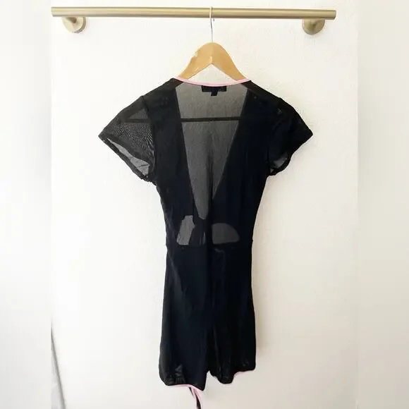 I.AM.GIA Black Pink Asha Cutout Front Tie Romper Size XS - Picture 8 of 8